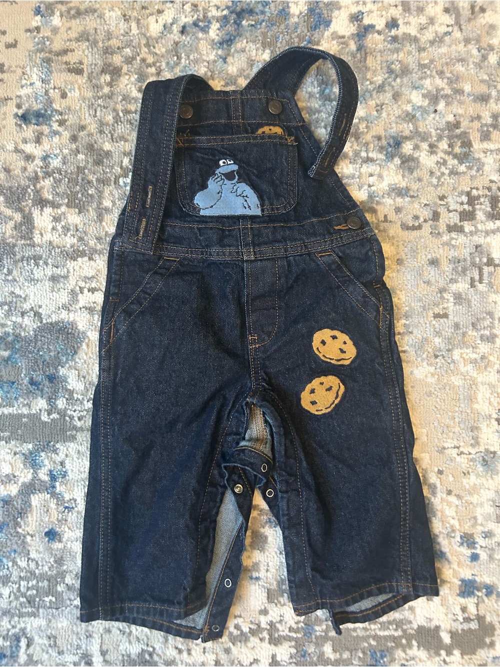 GAP Dark Blue Denim Overalls with Cookie & Character Patches